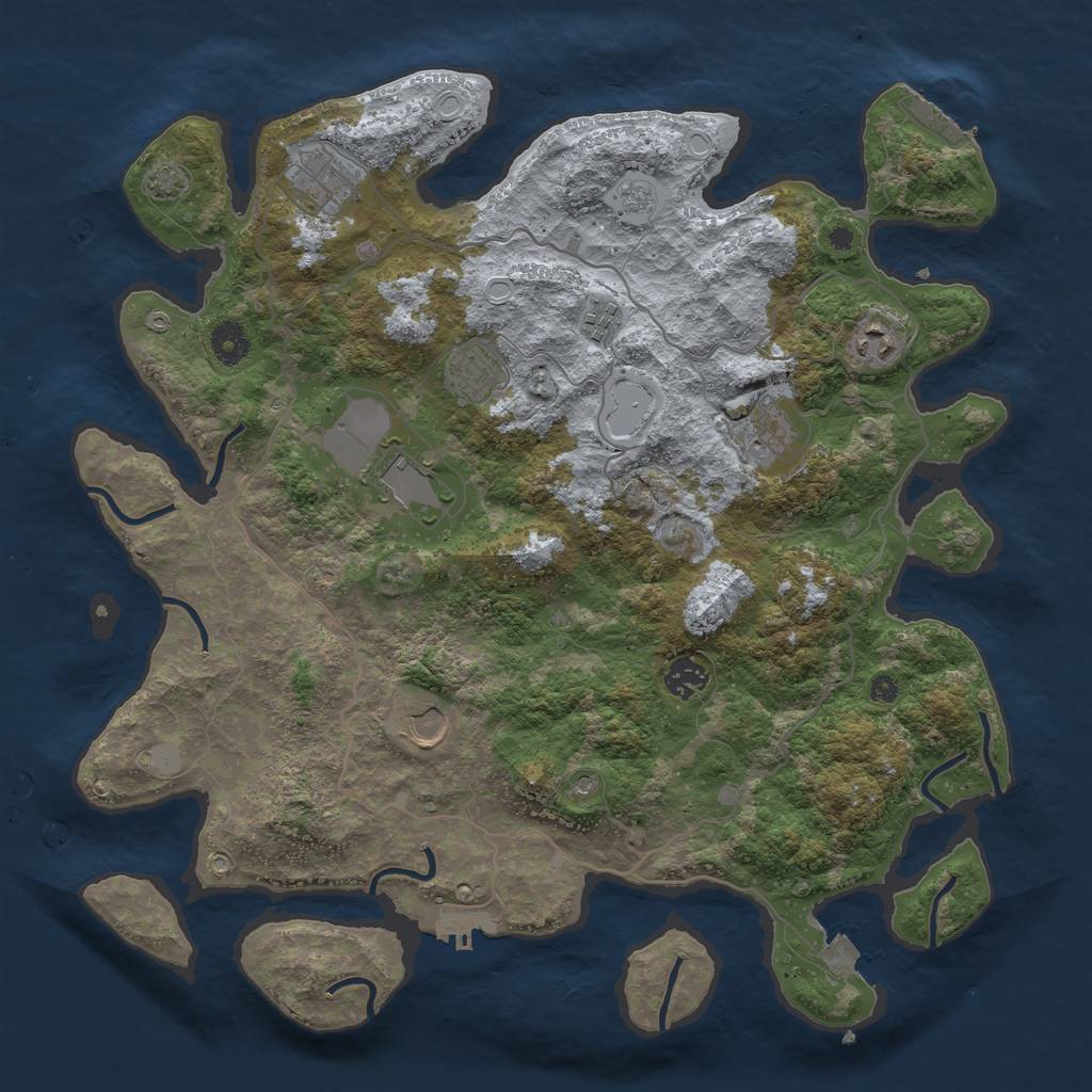 Rust Map: Procedural Map, Size: 4000, Seed: 443689282, 16 Monuments