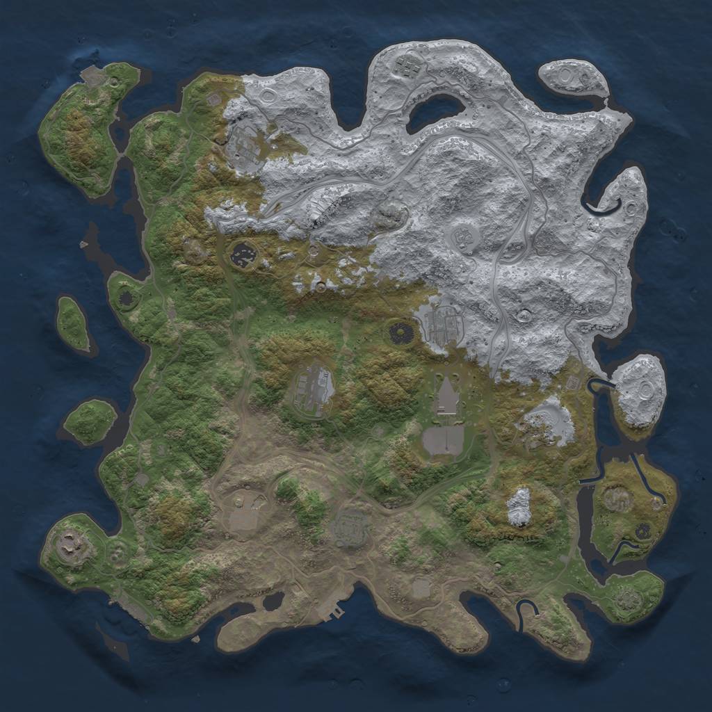 Rust Map: Procedural Map, Size: 4500, Seed: 4323, 18 Monuments