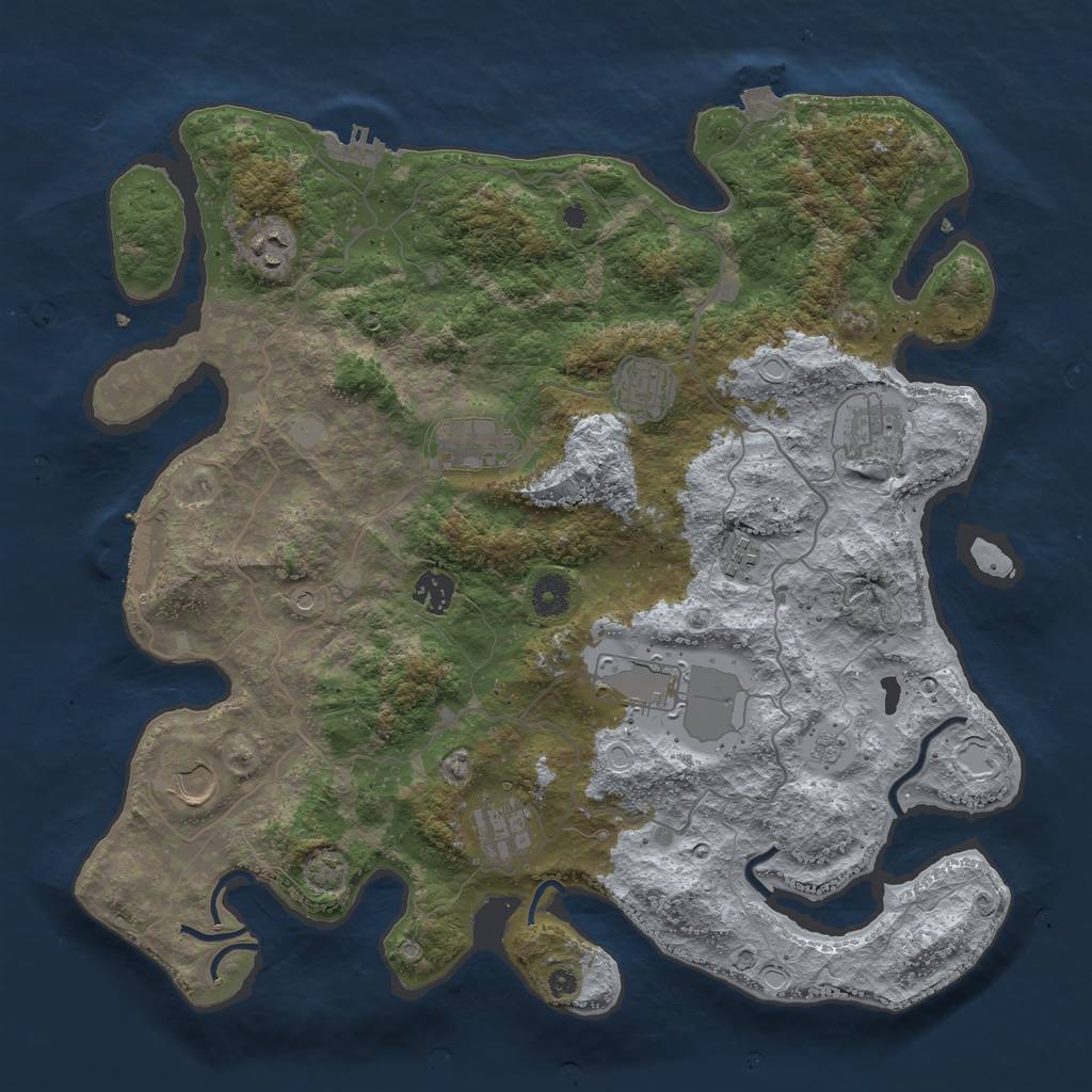 Rust Map: Procedural Map, Size: 4000, Seed: 1335621748, 17 Monuments