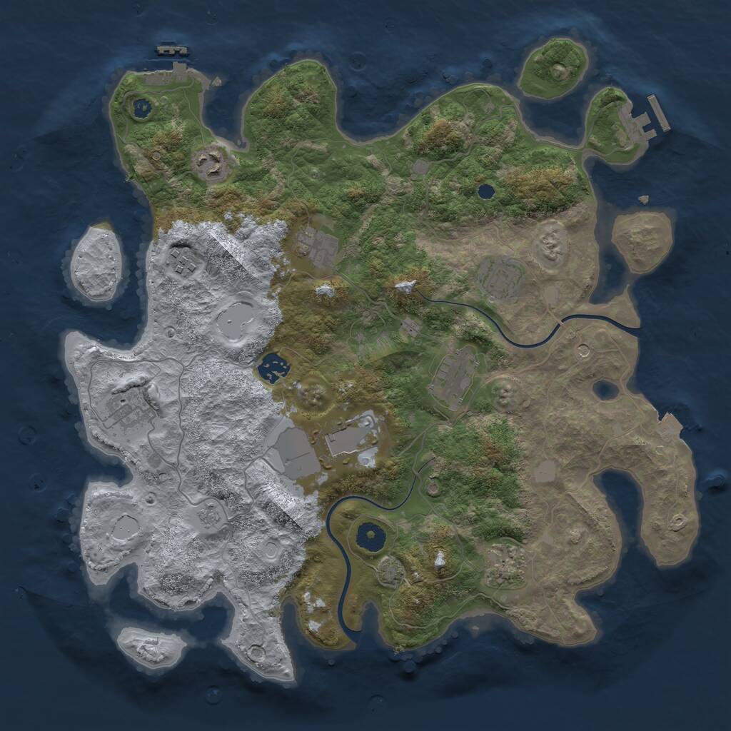 Rust Map: Procedural Map, Size: 3800, Seed: 1127967006, 15 Monuments