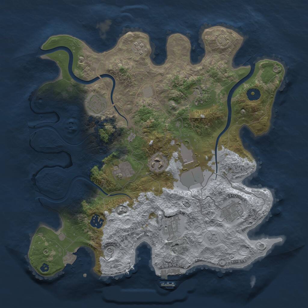 Rust Map: Procedural Map, Size: 3500, Seed: 1550279268, 14 Monuments