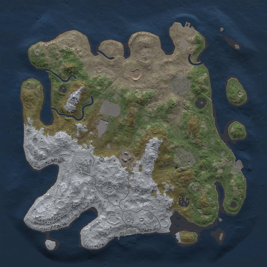 Rust Map: Procedural Map, Size: 3500, Seed: 129392, 15 Monuments