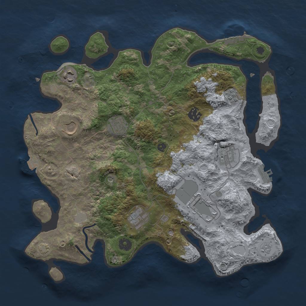 Rust Map: Procedural Map, Size: 3500, Seed: 667921123, 16 Monuments