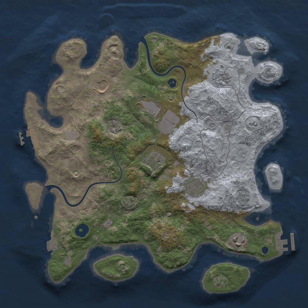 Rust Map: Procedural Map, Size: 3500, Seed: 460769302, 13 Monuments