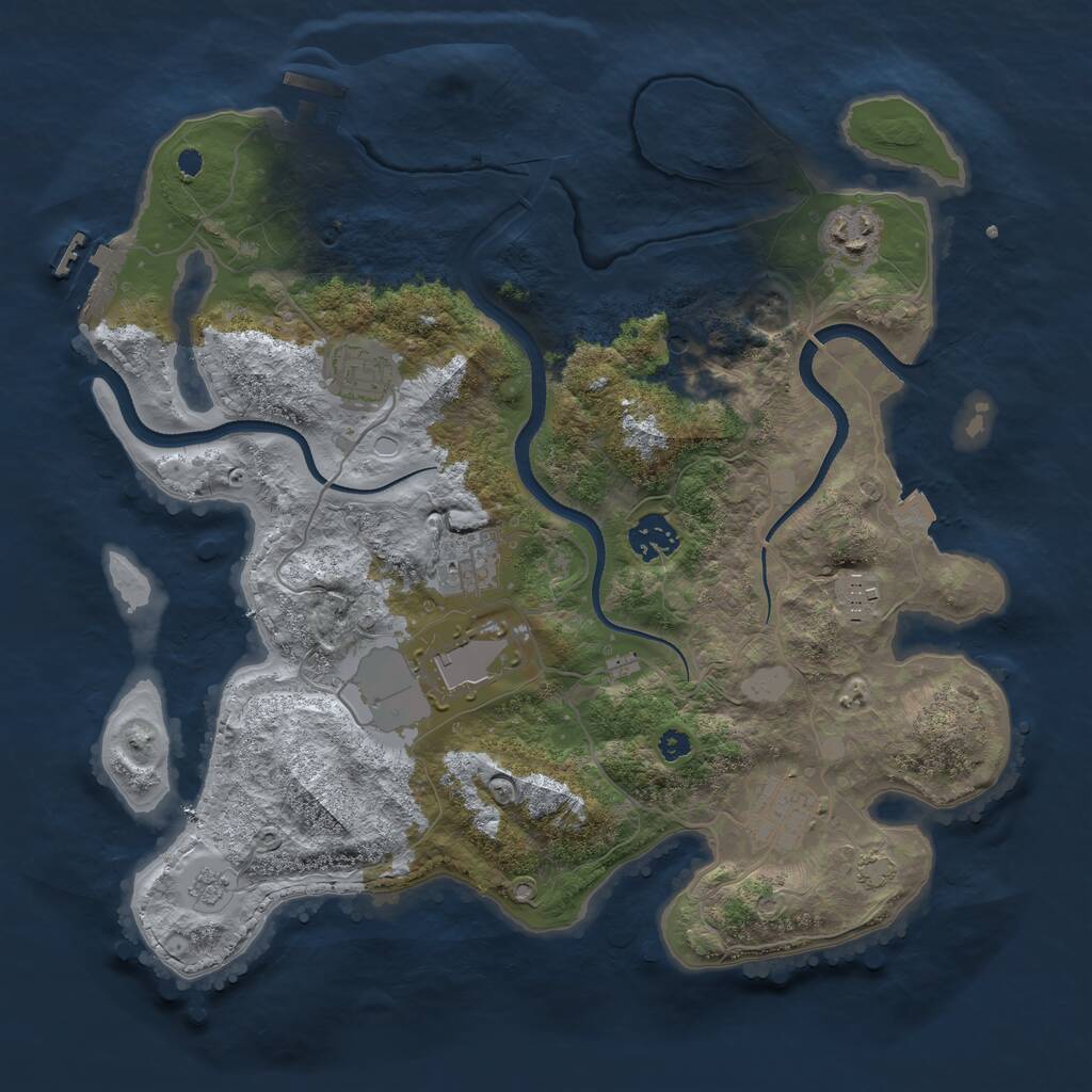 Rust Map: Procedural Map, Size: 3500, Seed: 621487951, 13 Monuments