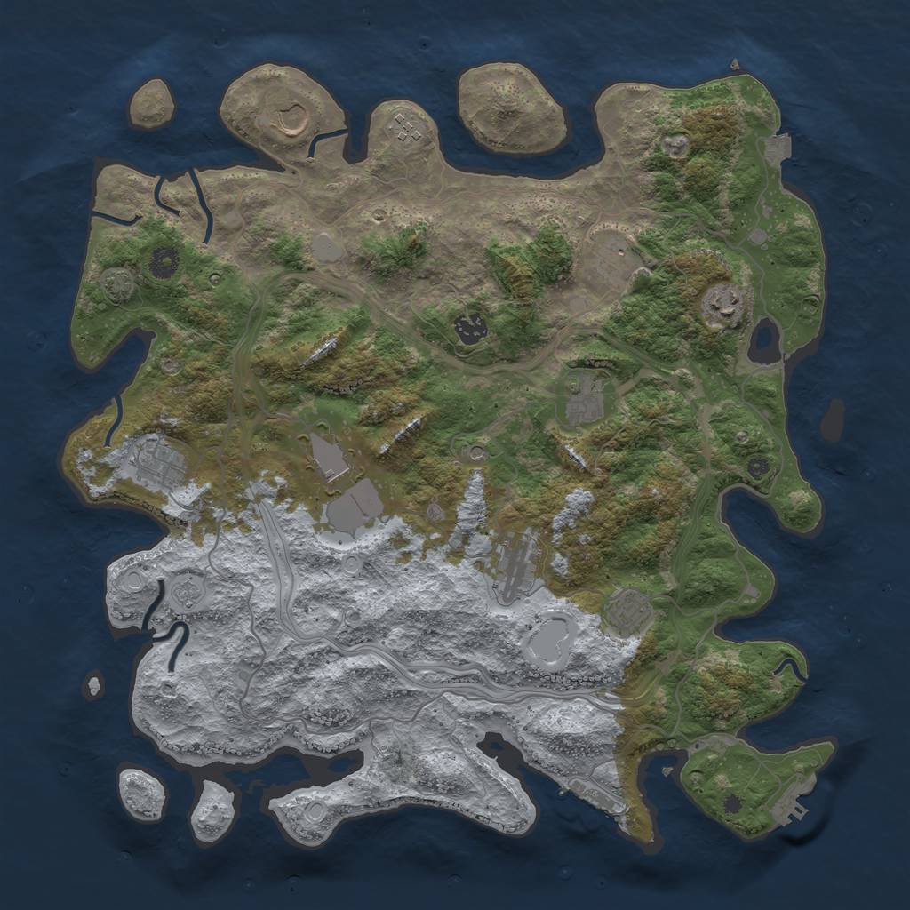 Rust Map: Procedural Map, Size: 4250, Seed: 172838258, 18 Monuments