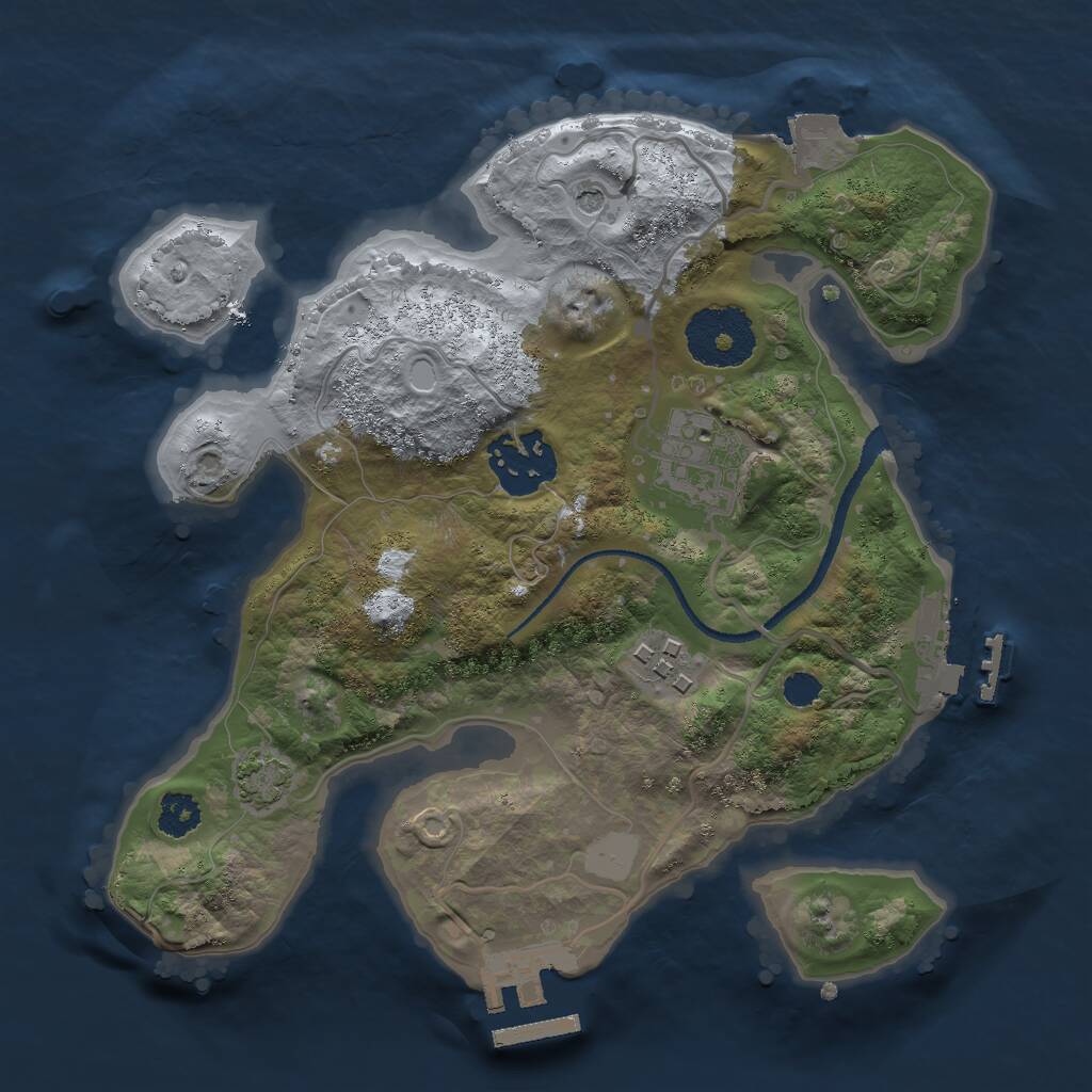 Rust Map: Procedural Map, Size: 2500, Seed: 400000, 8 Monuments
