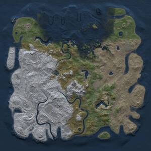 Thumbnail Rust Map: Procedural Map, Size: 5000, Seed: 546502, 17 Monuments