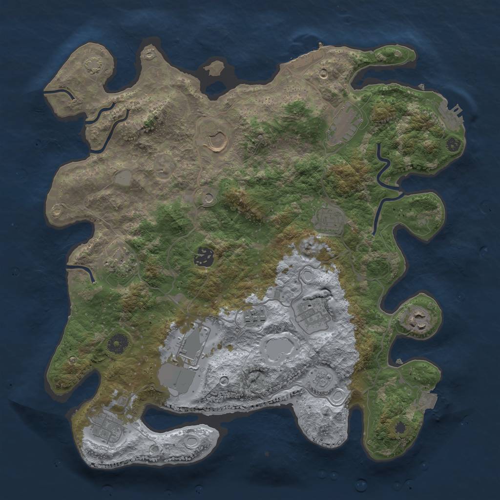 Rust Map: Procedural Map, Size: 3700, Seed: 547458597, 18 Monuments