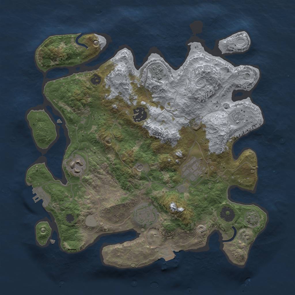 Rust Map: Procedural Map, Size: 3000, Seed: 976288886, 12 Monuments