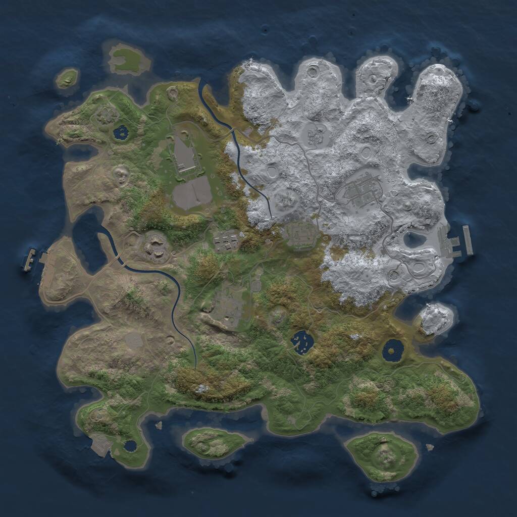 Rust Map: Procedural Map, Size: 3500, Seed: 961766804, 15 Monuments