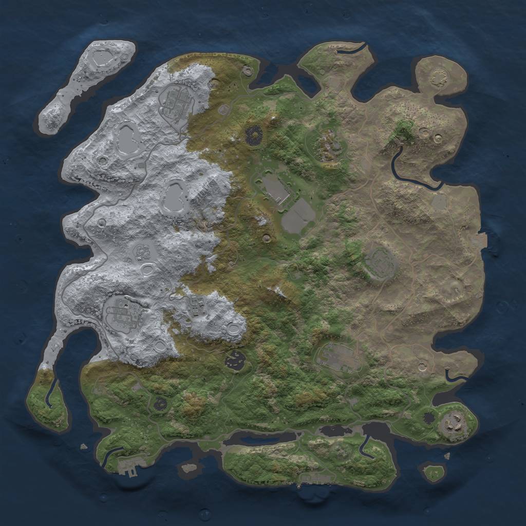 Rust Map: Procedural Map, Size: 4000, Seed: 707032, 17 Monuments