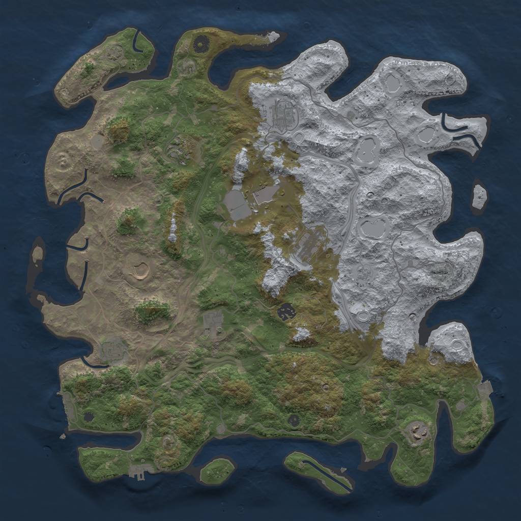 Rust Map: Procedural Map, Size: 4500, Seed: 1371213754, 17 Monuments