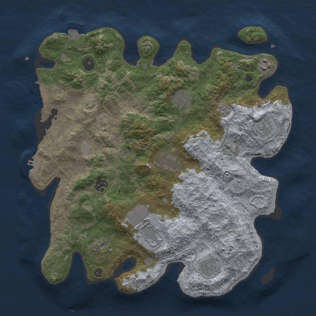 Rust Map: Procedural Map, Size: 3800, Seed: 24501747, 17 Monuments