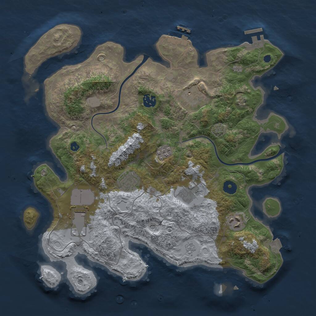 Rust Map: Procedural Map, Size: 3500, Seed: 439966550, 13 Monuments