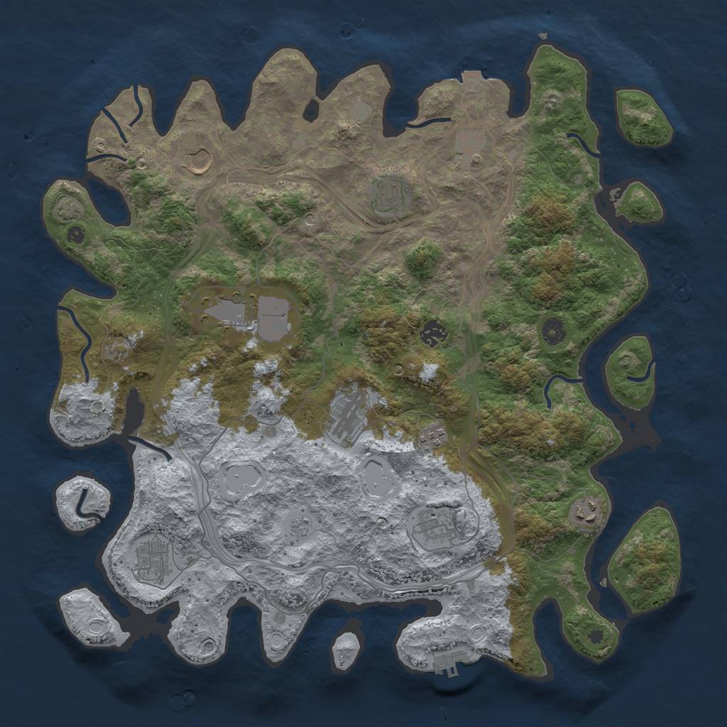 Rust Map: Procedural Map, Size: 4250, Seed: 2030357622, 17 Monuments