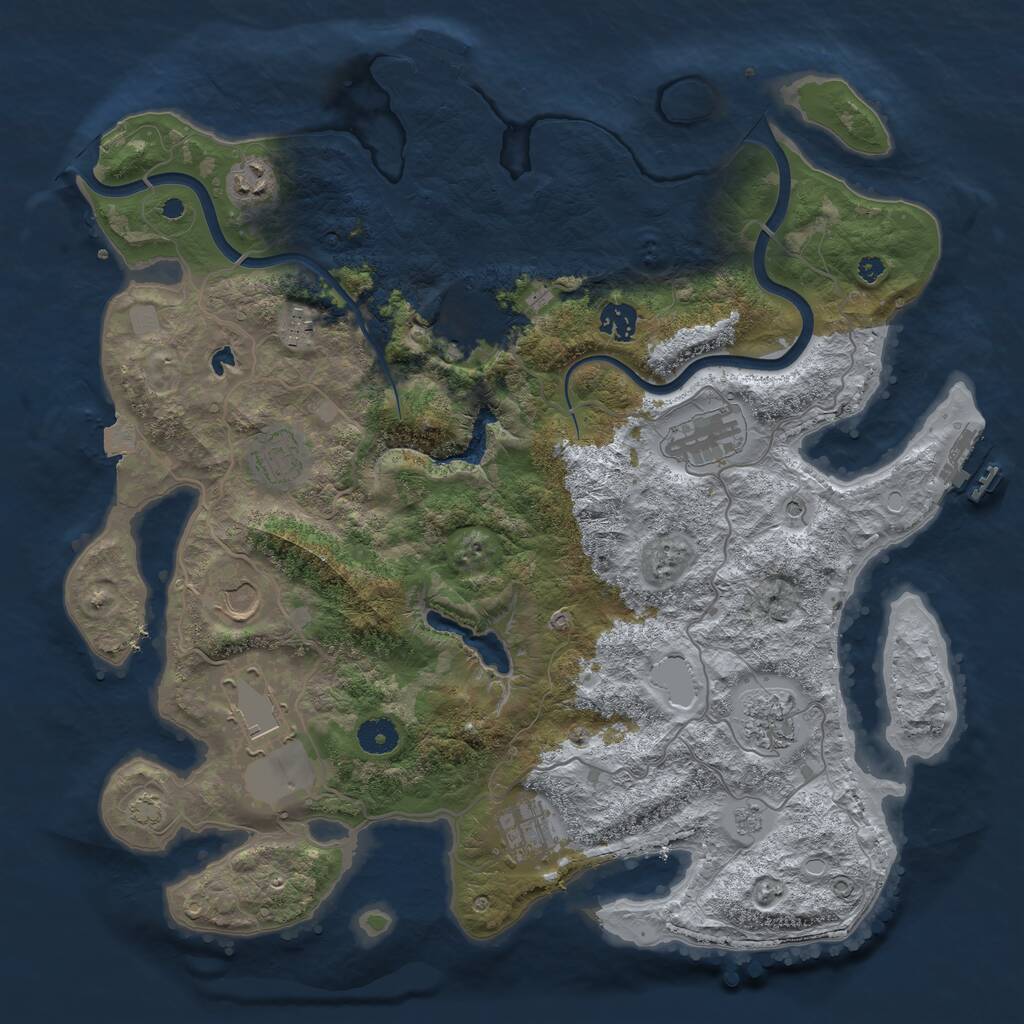 Rust Map: Procedural Map, Size: 4000, Seed: 42344, 16 Monuments