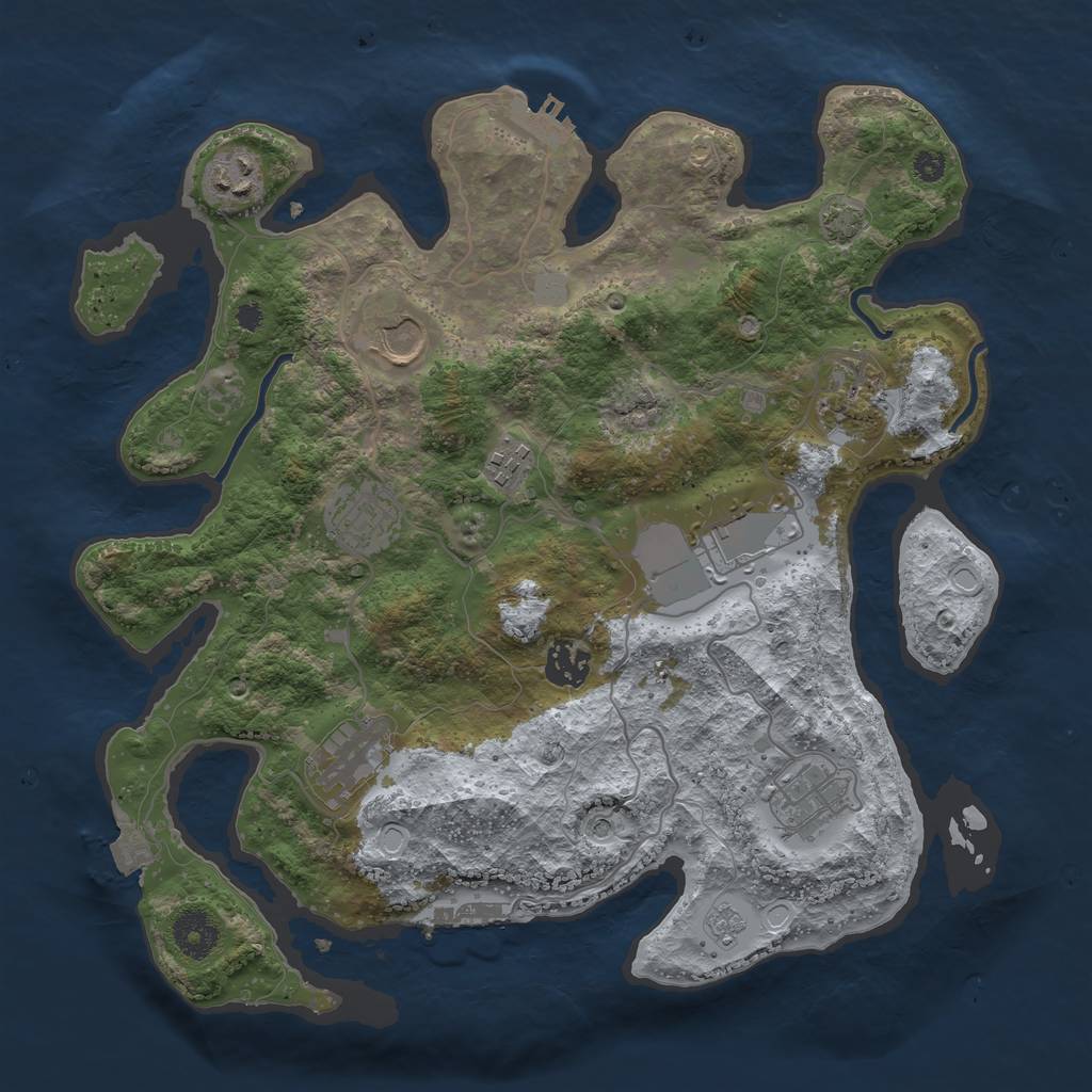 Rust Map: Procedural Map, Size: 3500, Seed: 424768559, 17 Monuments