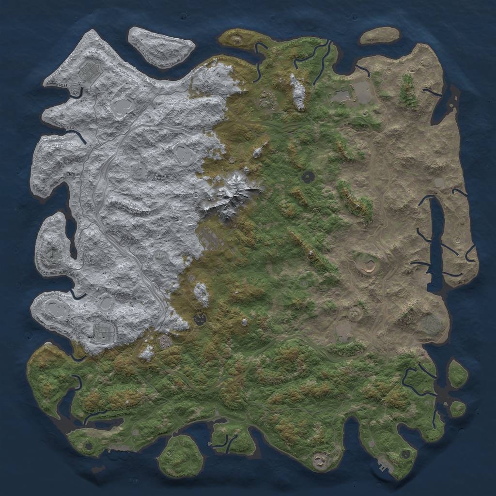 Rust Map: Procedural Map, Size: 6000, Seed: 45773456, 19 Monuments