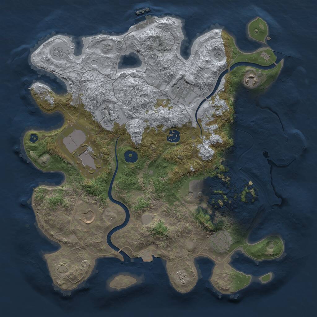 Rust Map: Procedural Map, Size: 3600, Seed: 2531063, 15 Monuments