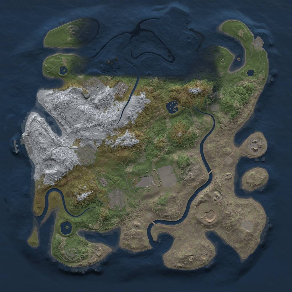 Rust Map: Procedural Map, Size: 3500, Seed: 1997409210, 14 Monuments
