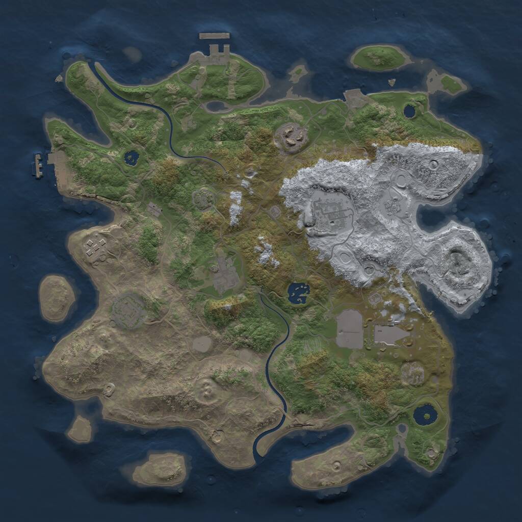 Rust Map: Procedural Map, Size: 3500, Seed: 856680088, 13 Monuments