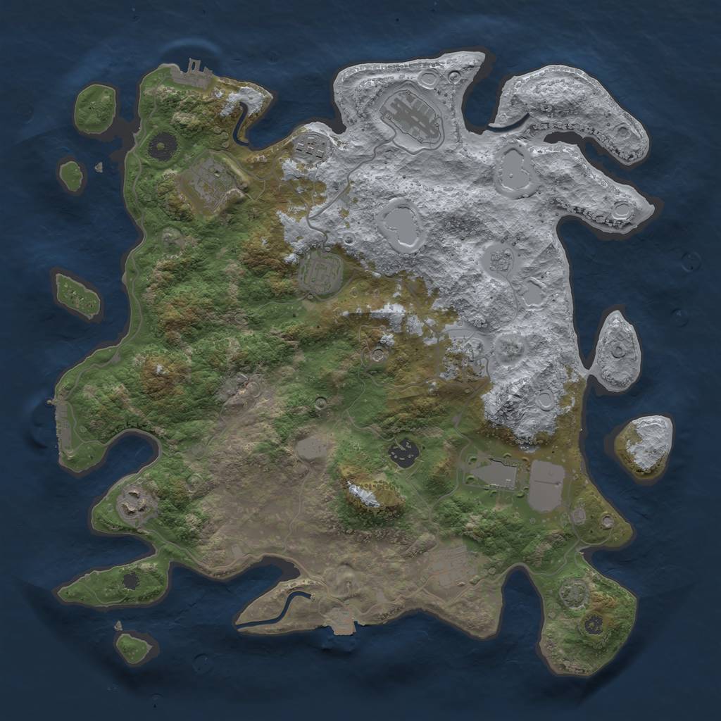 Rust Map: Procedural Map, Size: 3800, Seed: 47340625, 17 Monuments