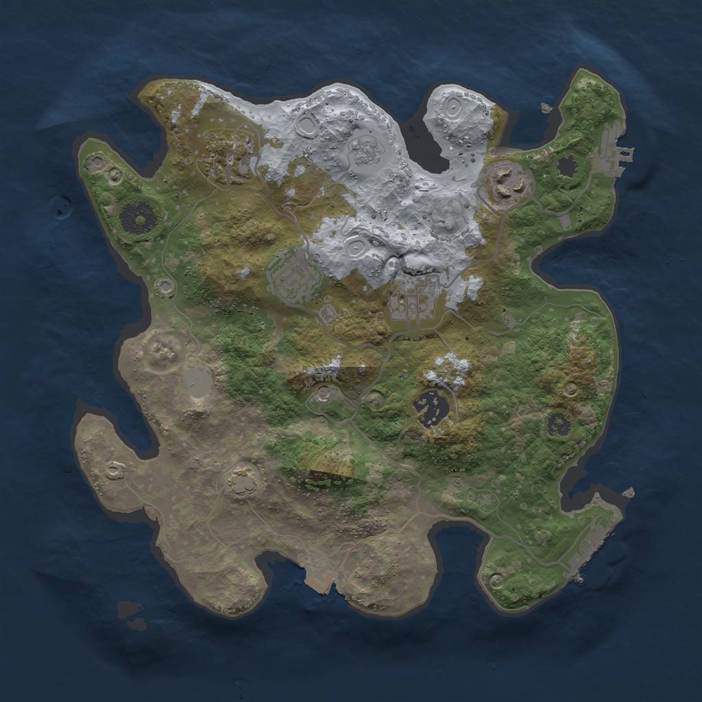 Rust Map: Procedural Map, Size: 3000, Seed: 69981032, 13 Monuments