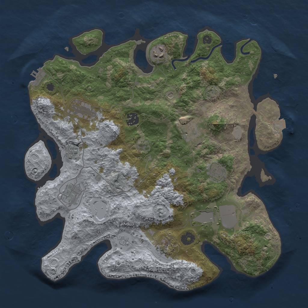 Rust Map: Procedural Map, Size: 3500, Seed: 1373461789, 16 Monuments