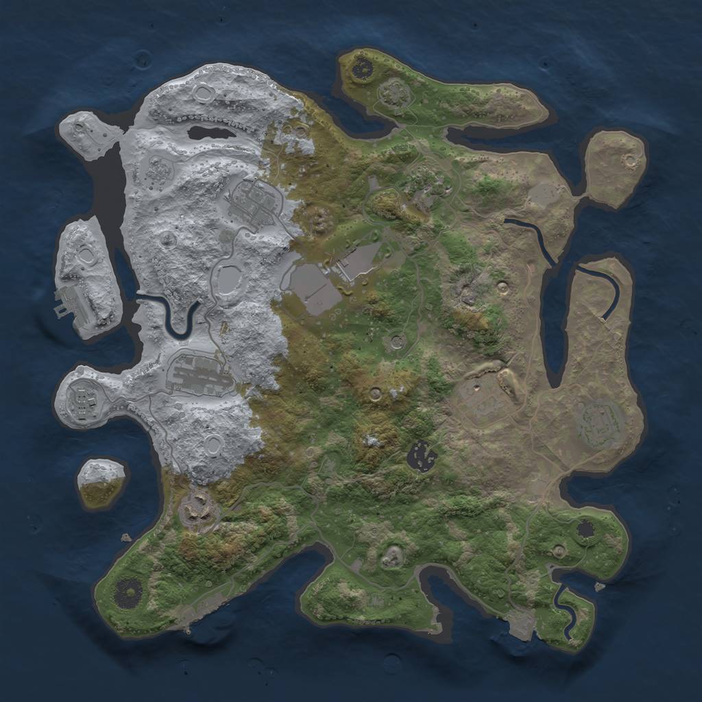 Rust Map: Procedural Map, Size: 3500, Seed: 616382803, 17 Monuments