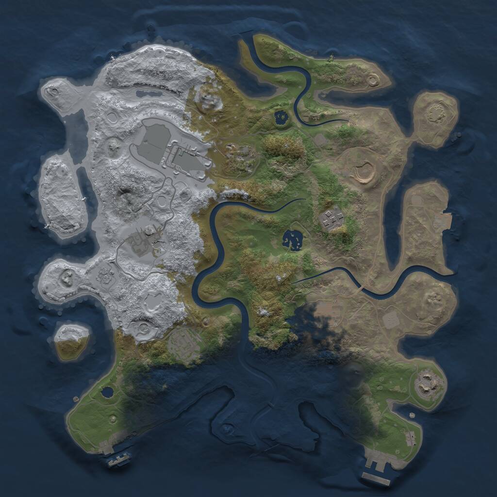 Rust Map: Procedural Map, Size: 3500, Seed: 616382803, 15 Monuments