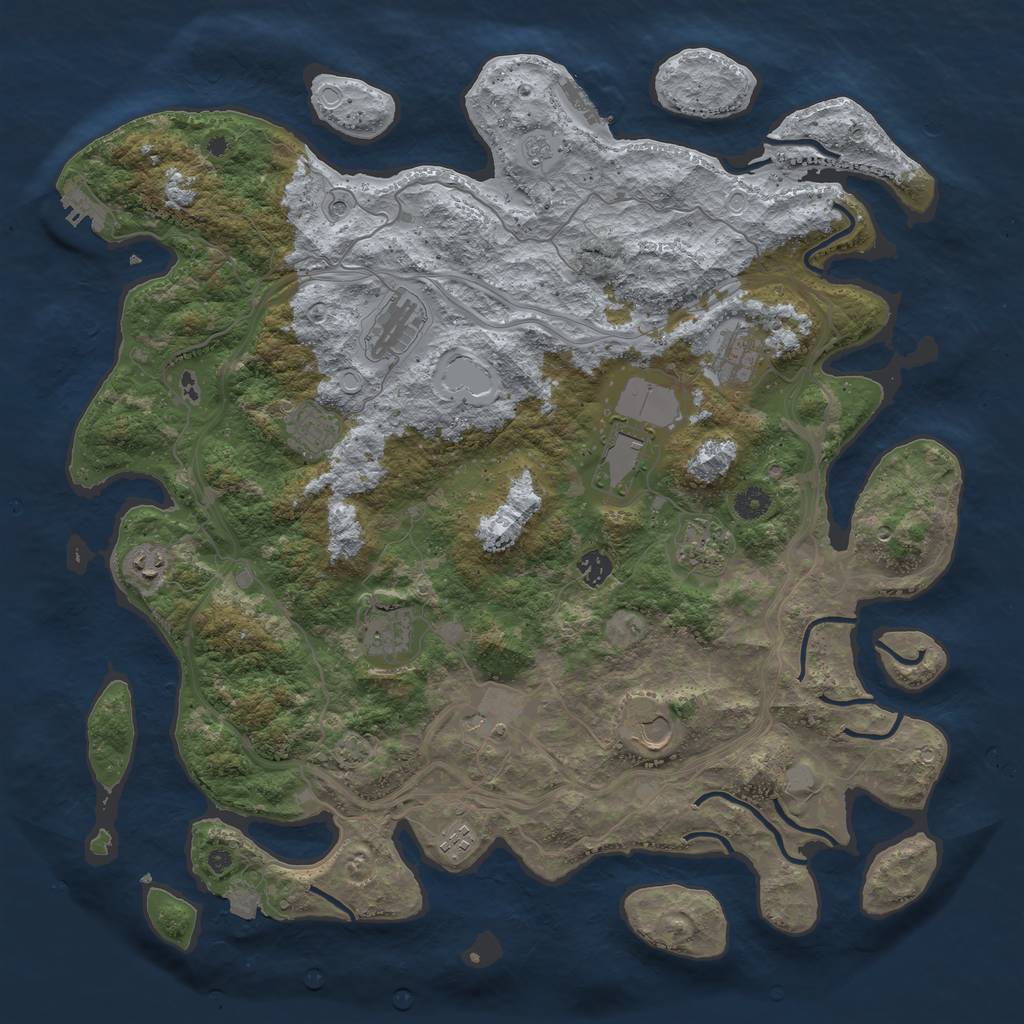 Rust Map: Procedural Map, Size: 4500, Seed: 1734662731, 19 Monuments