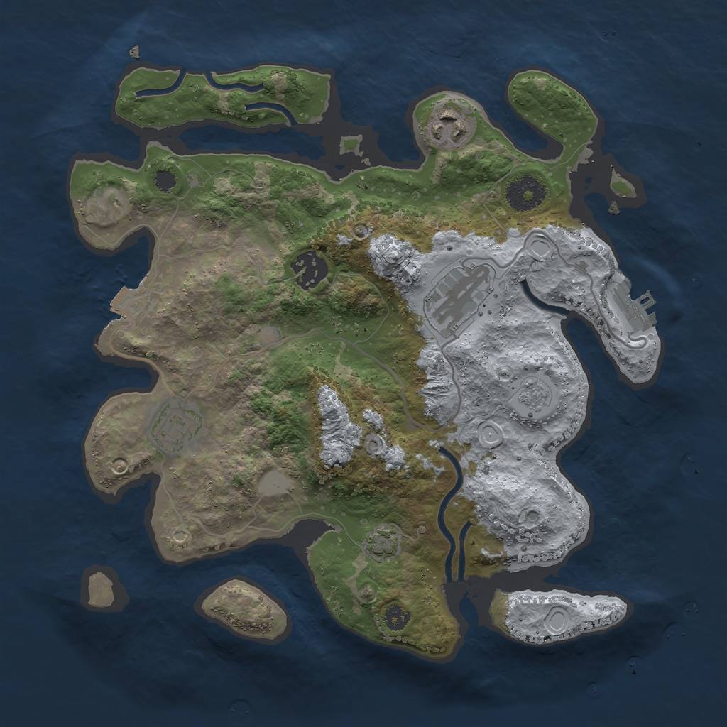 Rust Map: Procedural Map, Size: 3000, Seed: 8731204, 10 Monuments