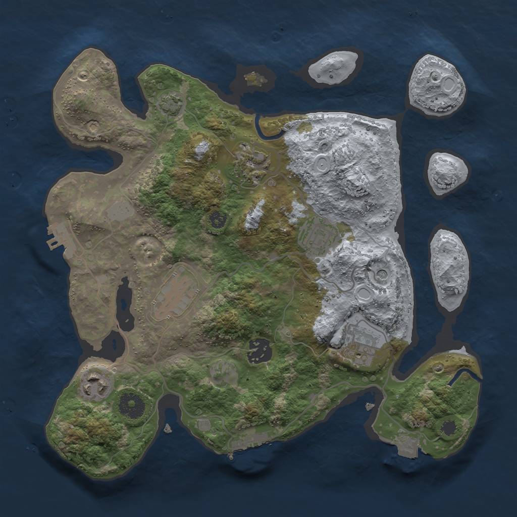 Rust Map: Procedural Map, Size: 3000, Seed: 213572417, 13 Monuments