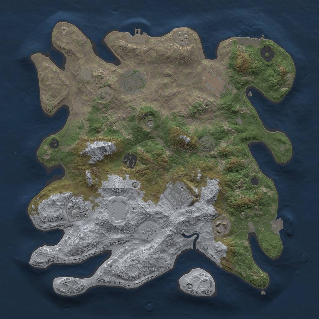 Rust Map: Procedural Map, Size: 3333, Seed: 296160320, 15 Monuments