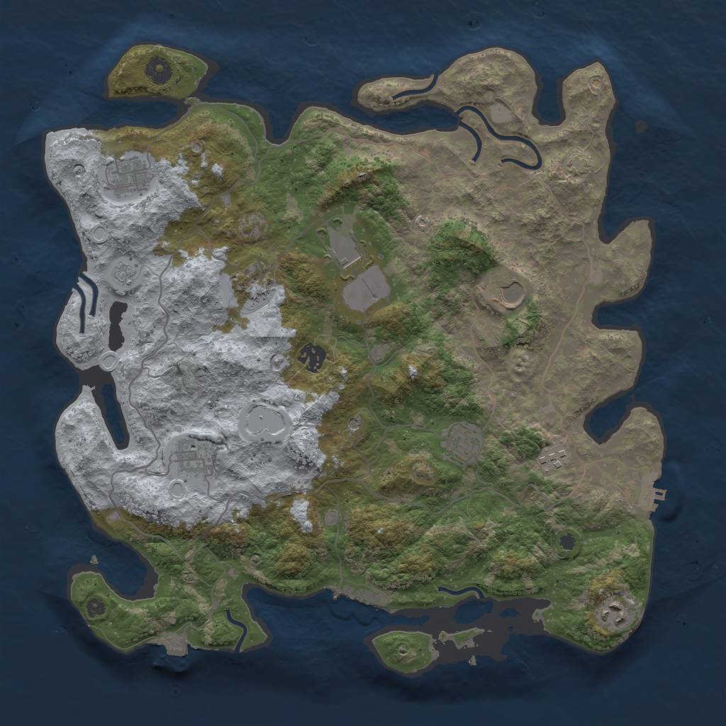 Rust Map: Procedural Map, Size: 4000, Seed: 74483370, 17 Monuments