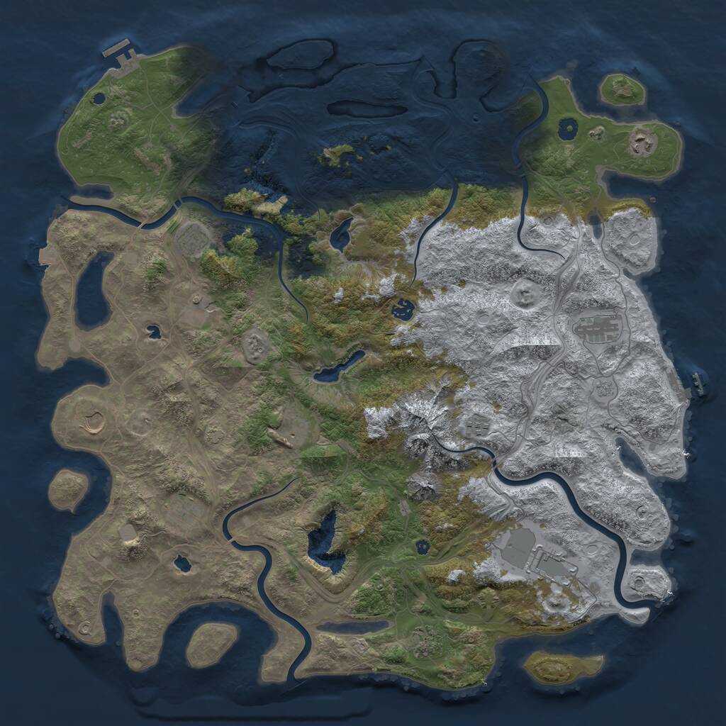 Rust Map: Procedural Map, Size: 5000, Seed: 485994471, 17 Monuments