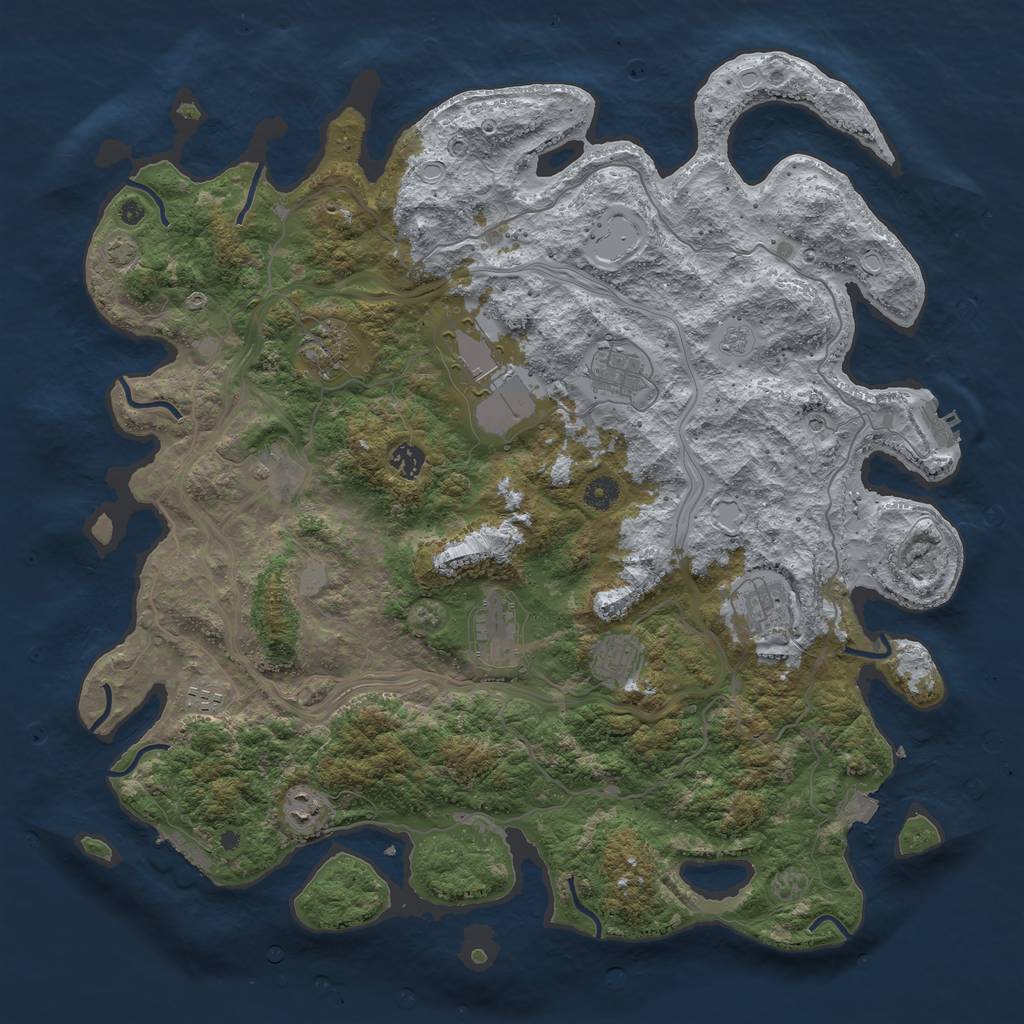 Rust Map: Procedural Map, Size: 4500, Seed: 911447403, 18 Monuments