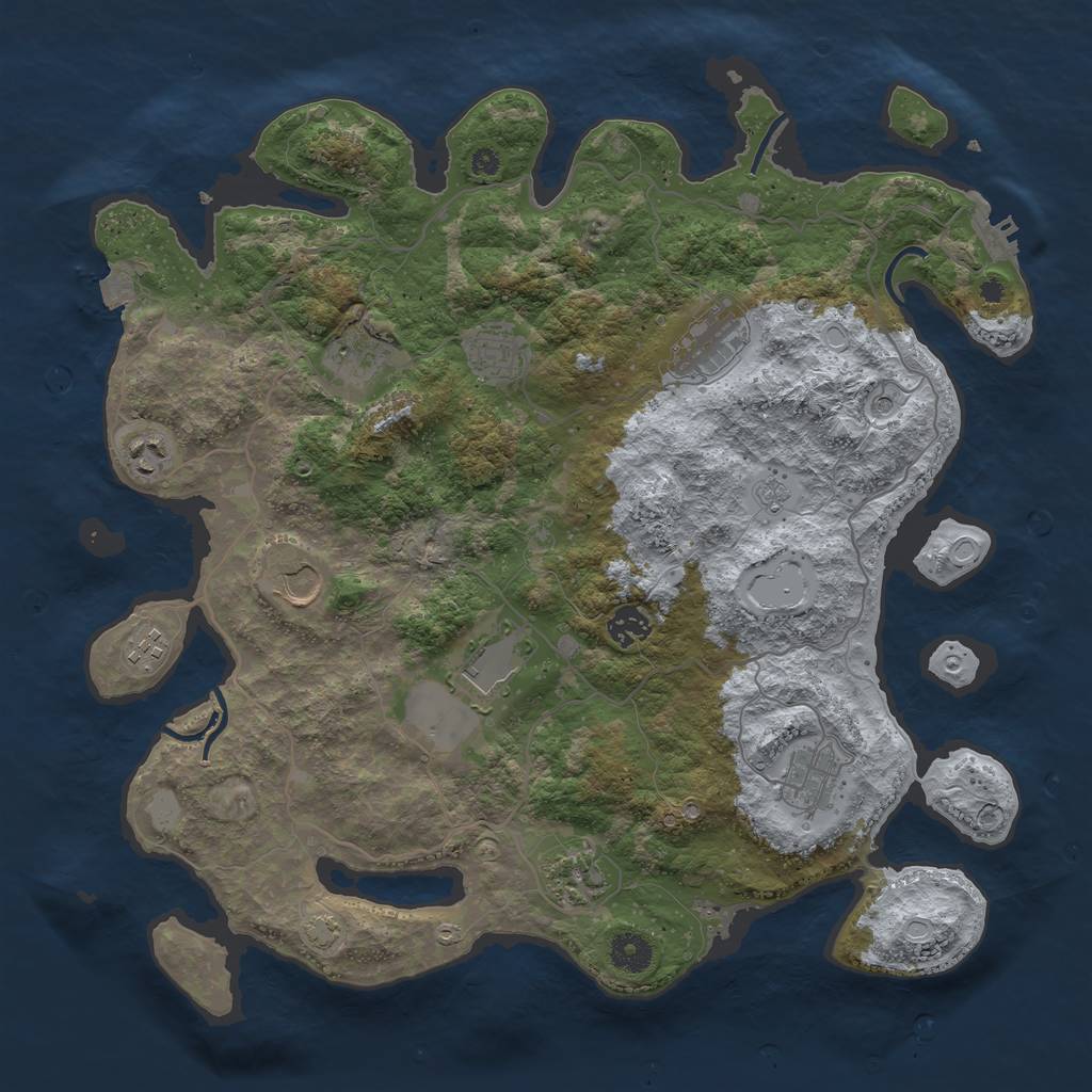 Rust Map: Procedural Map, Size: 4000, Seed: 4896752, 17 Monuments