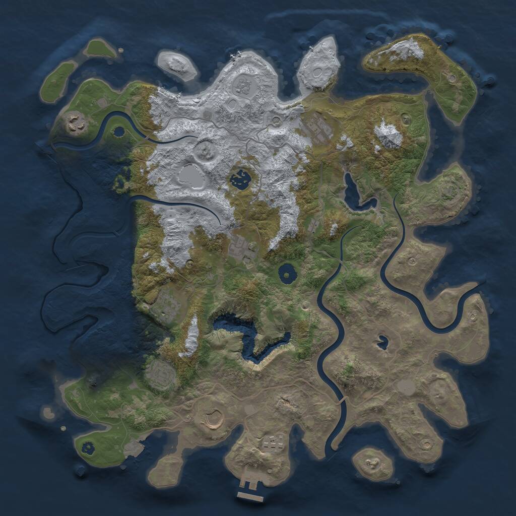 Rust Map: Procedural Map, Size: 4000, Seed: 598859518, 13 Monuments
