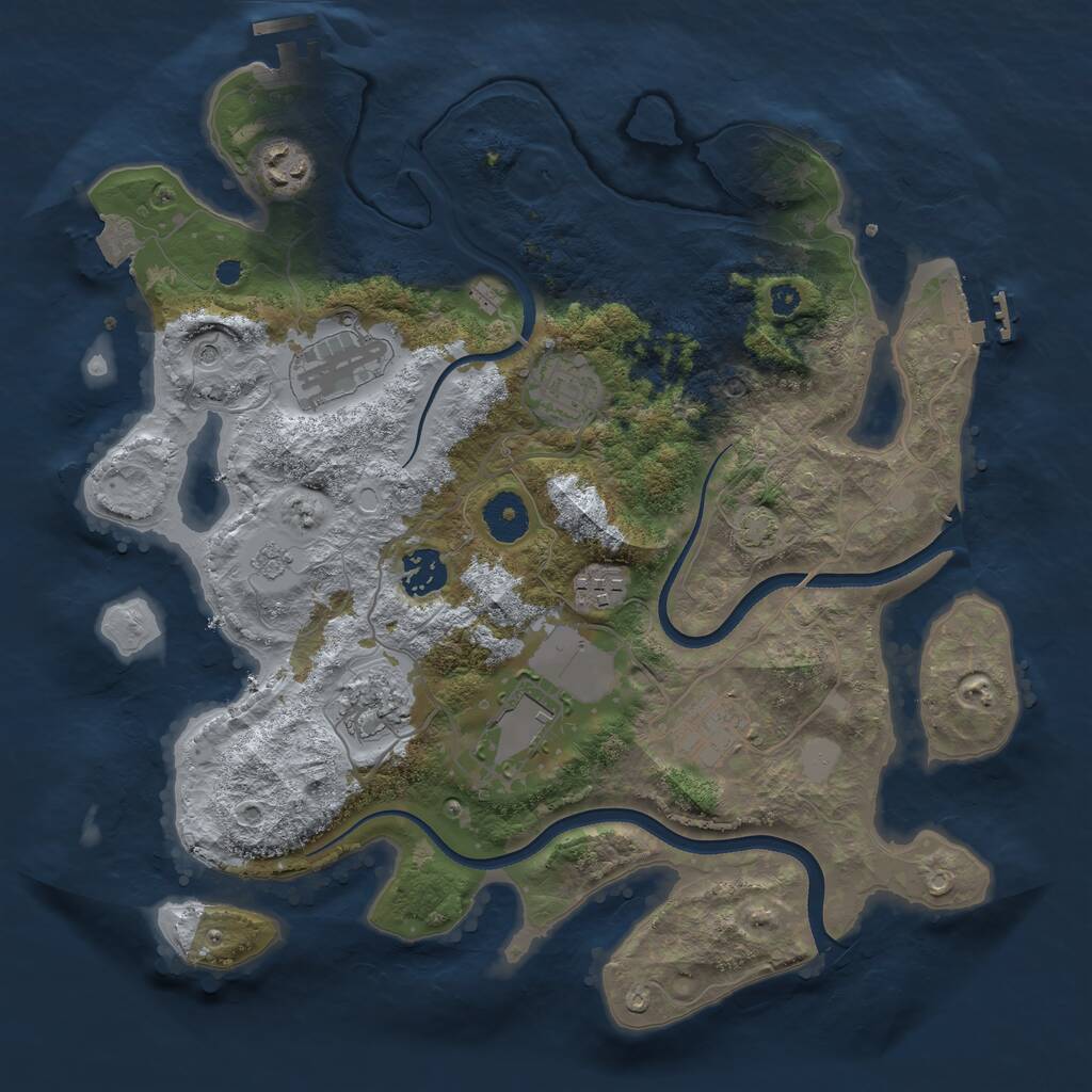 Rust Map: Procedural Map, Size: 3500, Seed: 216752, 14 Monuments