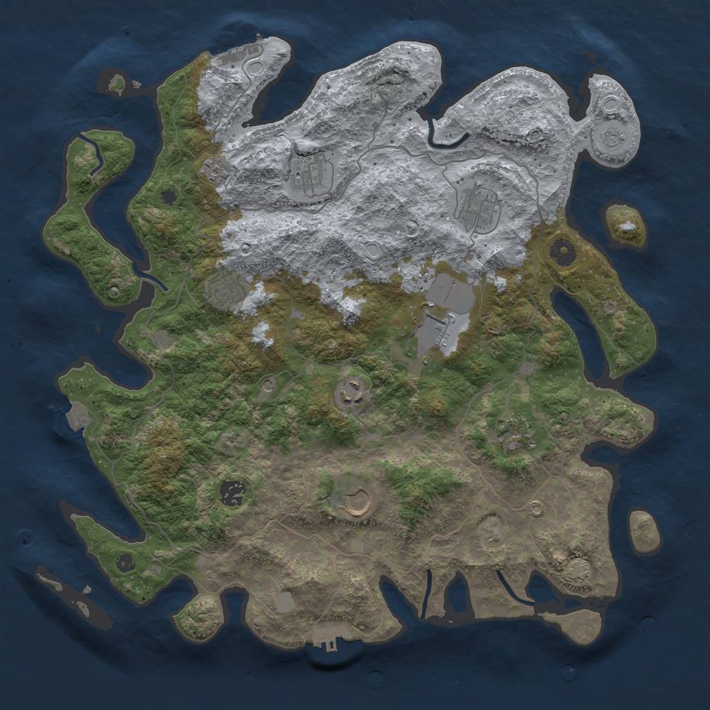 Rust Map: Procedural Map, Size: 4000, Seed: 979623829, 17 Monuments