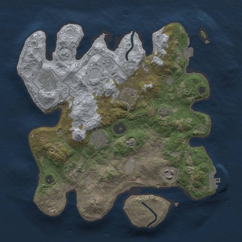 Rust Map: Procedural Map, Size: 3000, Seed: 204757464, 12 Monuments