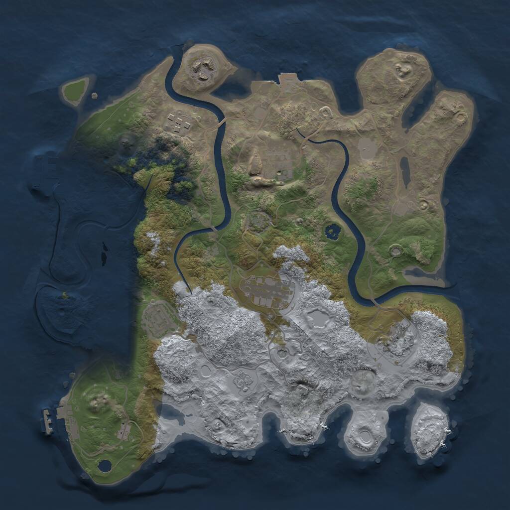 Rust Map: Procedural Map, Size: 3200, Seed: 519811788, 12 Monuments