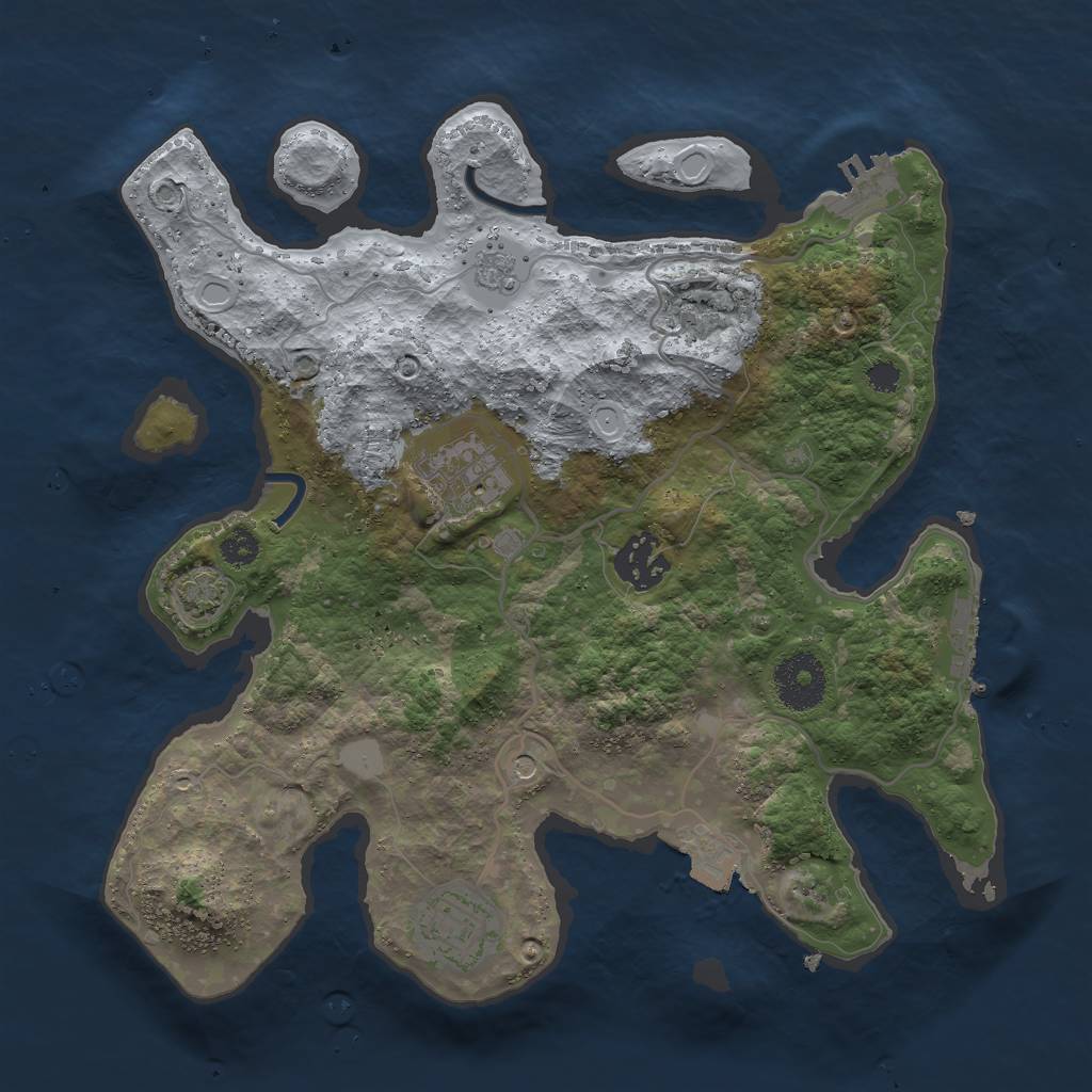 Rust Map: Procedural Map, Size: 3000, Seed: 1941115159, 11 Monuments