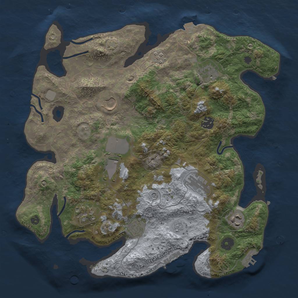 Rust Map: Procedural Map, Size: 3500, Seed: 860031903, 17 Monuments