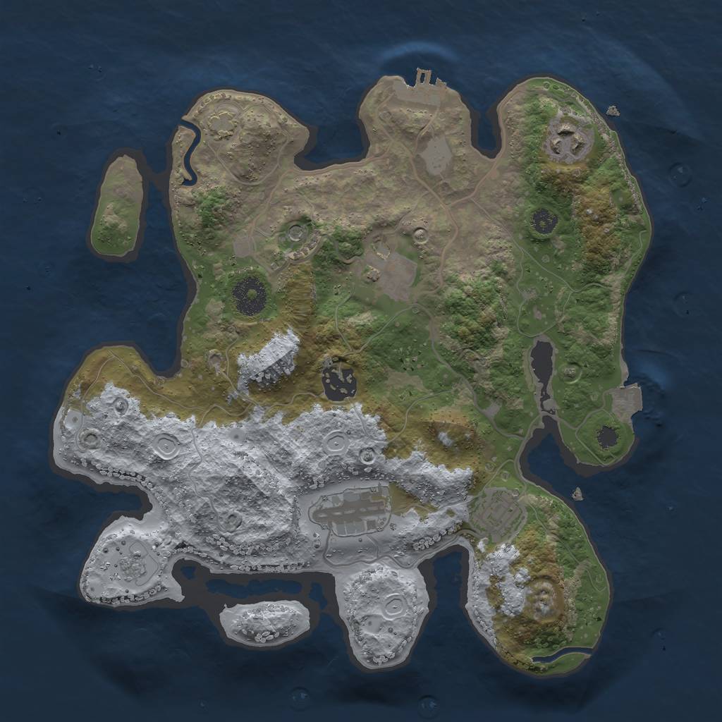 Rust Map: Procedural Map, Size: 3000, Seed: 1866603104, 12 Monuments