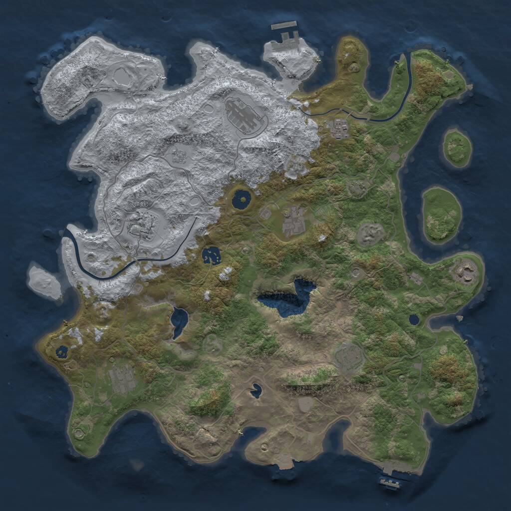 Rust Map: Procedural Map, Size: 4000, Seed: 1311085893, 14 Monuments