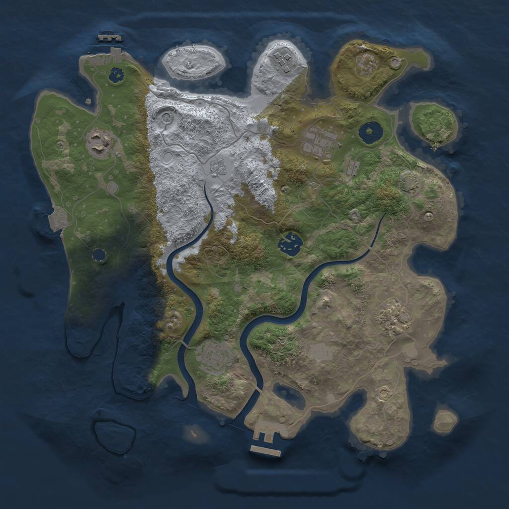 Rust Map: Procedural Map, Size: 3369, Seed: 2000, 12 Monuments