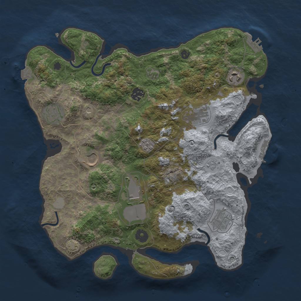 Rust Map: Procedural Map, Size: 3500, Seed: 2754, 16 Monuments